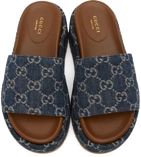 gucci sandals blue|gucci slippers women.